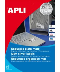 Etikety polyesterové 45,7x21,2mm APLI A4 20 hárkov strieborné