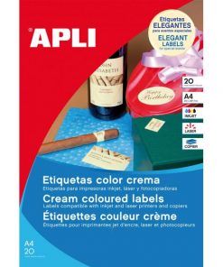 Etikety farebné 210x297mm APLI A4 20 hárkov krémové