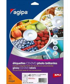 Etikety univerzálne na CD/DVD priemer 114mm Agipa 100 hárkov