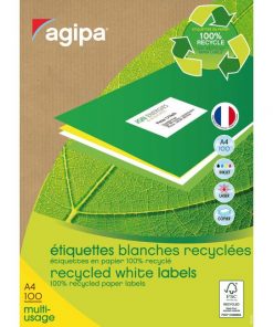 Etikety univerzálne recyklované 38x21,2mm Agipa A4 100 hárkov