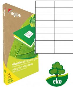 Etikety univerzálne recyklované 105x37mm Agipa A4 100 hárkov