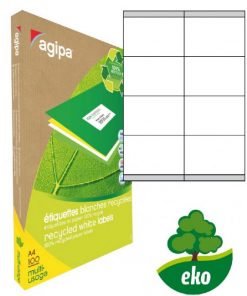 Etikety univerzálne recyklované 105x70mm Agipa A4 100 hárkov