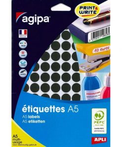 Etikety kruhové 15mm Agipa A5 čierne