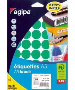 Etikety kruhové 24mm Agipa A5 zelené