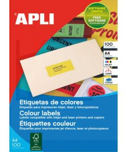 Etikety farebné 70x31mm APLI A4 100 hárkov fluo červené