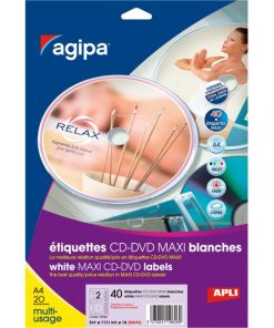 Etikety univerzálne na CD/DVD priemer 117,5 -17mm Agipa 20 hárkov
