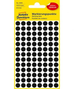 Etikety kruhové 8mm Avery čierne