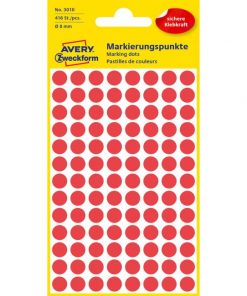 Etikety kruhové 8mm Avery červené
