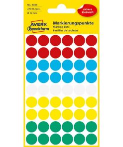 Etikety kruhové 12mm Avery mix farieb