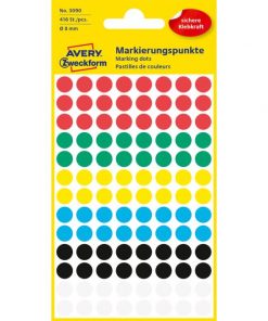 Etikety kruhové 8mm Avery mix farieb