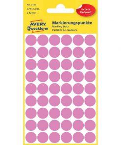 Etikety kruhové 12mm Avery ružové