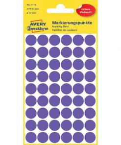 Etikety kruhové 12mm Avery fialové
