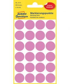 Etikety kruhové 18mm Avery ružové