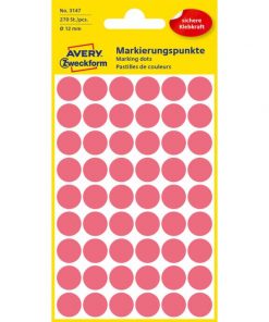 Etikety kruhové 12mm Avery neónovo červené
