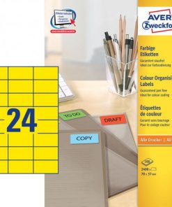 Etikety farebné 70x37mm Avery A4 100 hárkov žlté