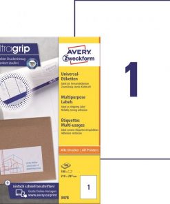Etikety univerzálne 210x297mm Avery A4 100 hárkov