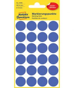 Etikety kruhové 18mm Avery odnímateľné modré