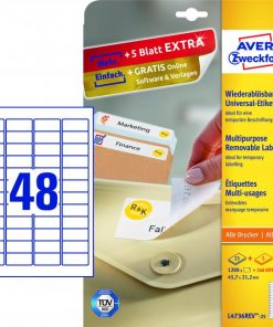 Etikety univerzálne odnímateľné 45,7x21,2mm Avery A4 25+5 hárkov
