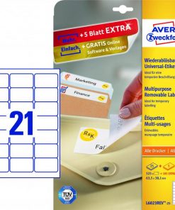 Etikety univerzálne odnímateľné 63,5x38,1mm Avery A4 25+5 hárkov