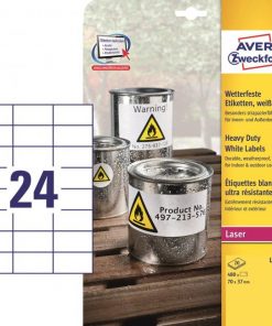 Etikety polyesterové veľmi odolné 70x37mm Avery A4 biele 20 hárkov