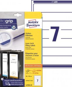 Etikety univerzálne na zakladače 38 x 192 mm Avery A4 25+5 hárkov