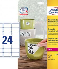 Etikety polyesterové veľmi odolné 63,5x33,9mm Avery A4 biele odnímateľné 20 hárkov