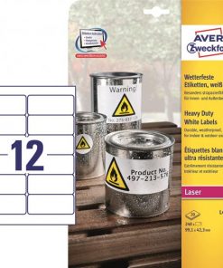 Etikety polyesterové veľmi odolné 99,1x42,3mm Avery A4 biele 20 hárkov