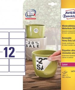 Etikety polyesterové veľmi odolné 99,1x42,3mm Avery A4 biele odnímateľné 20 hárkov