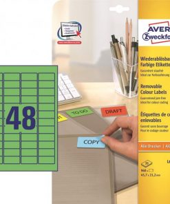 Etikety Avery odnímateľné 45,7x21,2 mm, zelené
