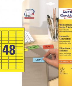 Etikety Avery odnímateľné 45,7x21,2 mm, žlté