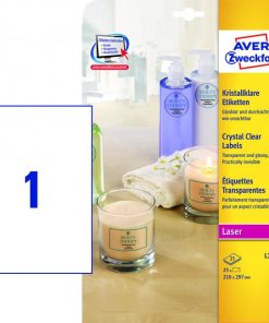 Etikety polyesterové veľmi odolné 210x297mm Avery A4 25 hárkov priehľadné