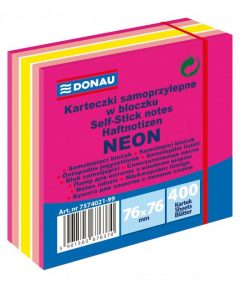Bloček DONAU 76 x 76 mm, neónová ružová, 400 lístkov