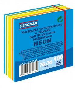 Bloček DONAU 76 x 76 mm, neónová modrá, 400 lístkov