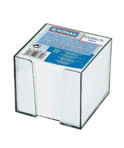 Poznámkový bloček kocka nelepená, 83x83x75 mm, biela, v čírej krabičke