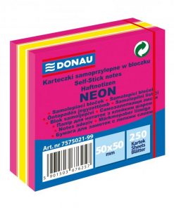 Bloček Donau neónový, 50 x 50 mm, ružový, 250 lístkov