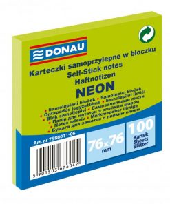 Bloček Donau neónový, 76 x 76 mm, zelený, 100 lístkov