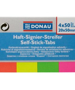 Samolepiace záložky Donau 20x50mm neon 4x50 lístkov