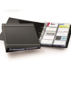 Vizitkár prenosný 4-krúžkový na 400 vizitiek VISIFIX A4 čierny