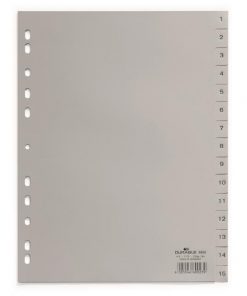 Plastový rozraďovač DURABLE 1-15 sivý