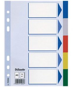 Plastový rozraďovač Esselte A5 5-dielny farebný