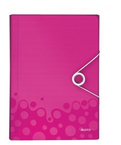 Aktovka plastová s priehradkami Leitz WOW metalická ružová