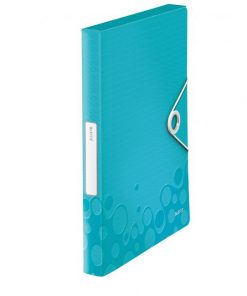 Plastový box s gumičkou Leitz WOW ľadovo modrý