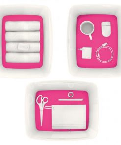 Úložný box s vekom Leitz MyBox, veľkosť L biela/ružová