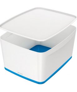 Úložný box s vekom Leitz MyBox, veľkosť L biela/modrá