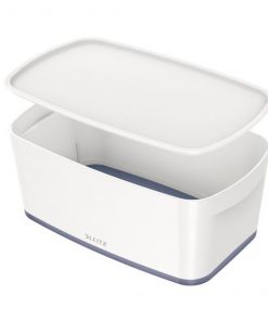Úložný box s vekom Leitz MyBox, veľkosť S biela/sivá