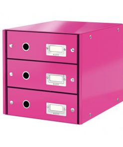 Zásuvkový box Leitz Click & Store 3 zásuvky metalická ružová