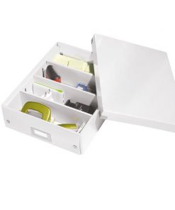 Stredná organizačná krabica Click & Store perleťovo biela