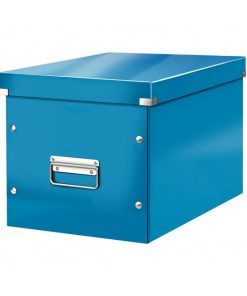 Štvorcová krabica Click & Store A4 metalická modrá