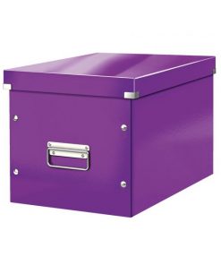 Štvorcová krabica Click & Store A4 metalická purpurová