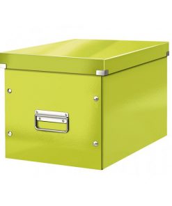 Štvorcová krabica Click & Store A4 metalická zelená